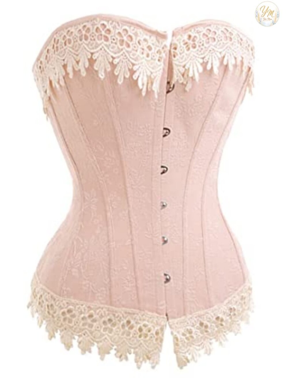Vintage Renaissance Lace Trim Corset Bustier with Steel Bones